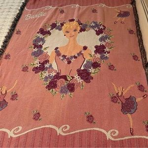 Vtg 90s barbie blanket throw